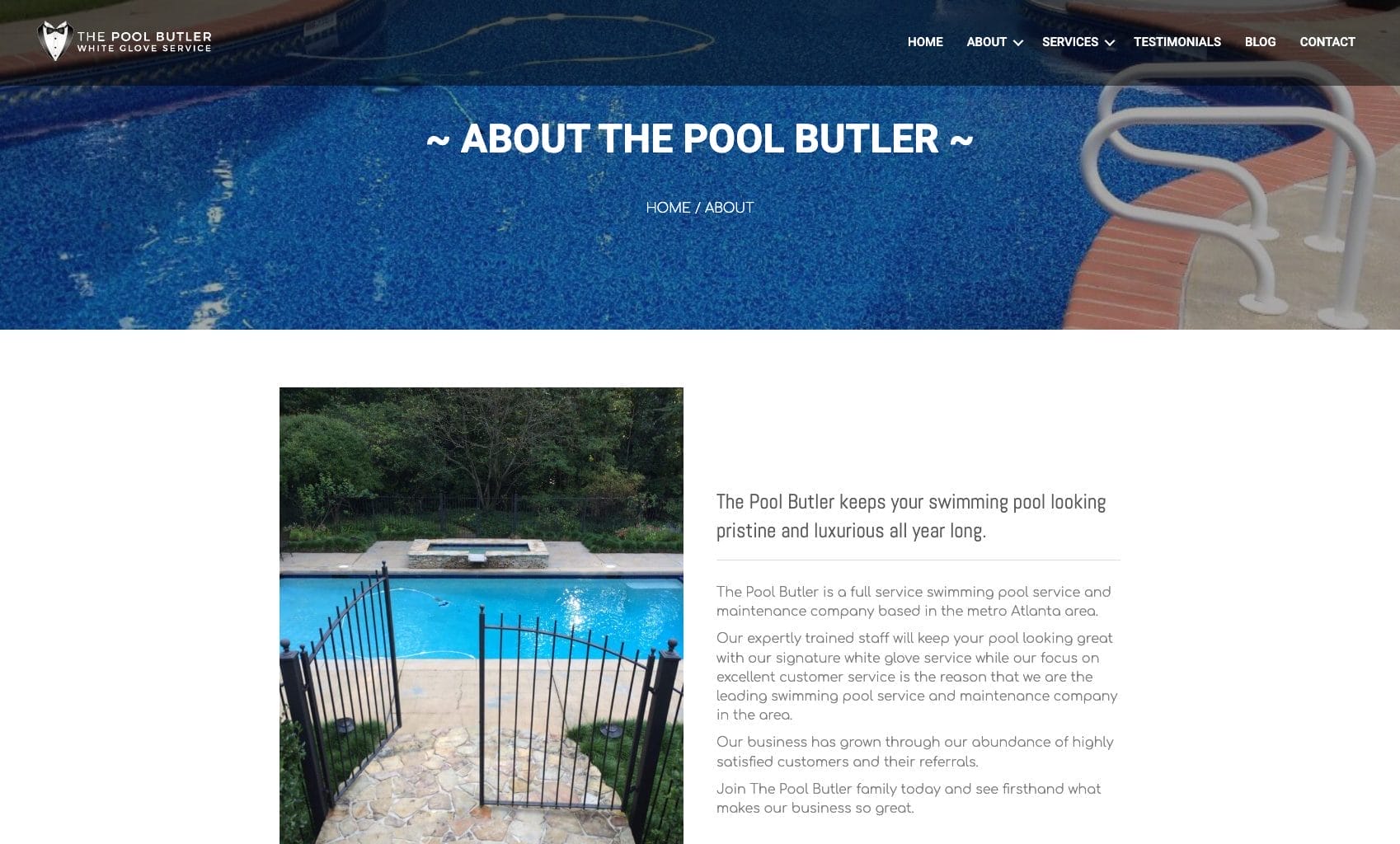 The old website from The Pool Butler