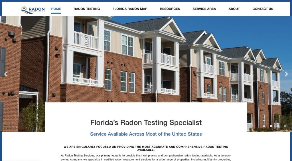 Radon testing website example